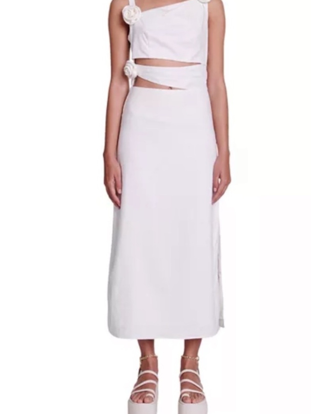 Maje White Midi Skirt with Clean Silhouette